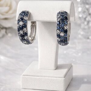 Effy Blue and White Crystal Pavé Hoop Earrings